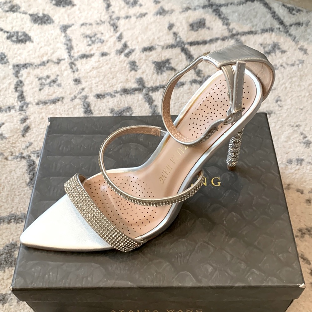 Azalea Wang Galaxy Sparkling Crystal Heel Silver Size 7